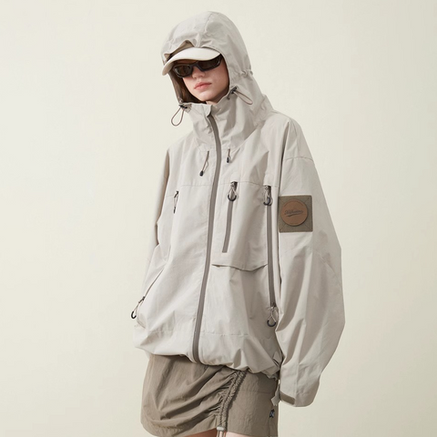Unisex Gorpcore Outdoor Hiking And Mountaineering Hooded Jacket With Three-proof Fabric