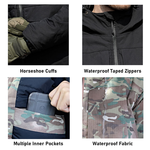 Windproof Hooded Tactical Jacket with Thick Thermal Lining