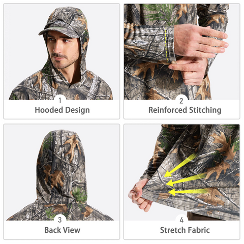 Outdoor Lightweight UV Protection Camouflage Hoodie Long Sleeve
