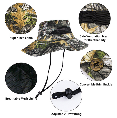 Bionic Tree Camo Wide Brim Outdoor Hunting Hat