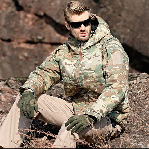 Windproof Hooded Tactical Jacket with Thick Thermal Lining
