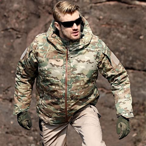 Windproof Hooded Tactical Jacket with Thick Thermal Lining