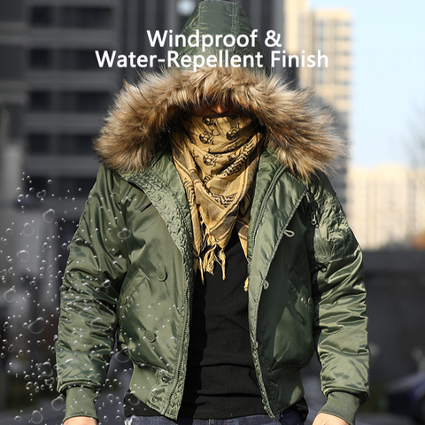 N2B Thermal Water-Repellent Tactical Jacket with Faux Fur Hood