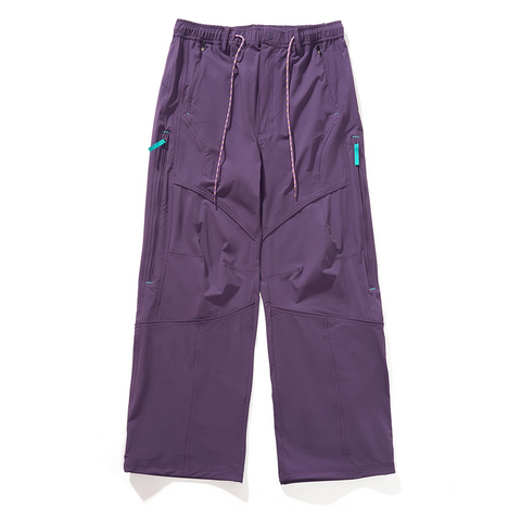 Unisex Gorpcore Waterproof Outdoor Lightweight Hiking Soft Shell Pants, Loose Straight Leg Casual Pants
