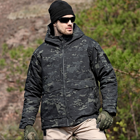 Windproof Hooded Tactical Jacket with Thick Thermal Lining