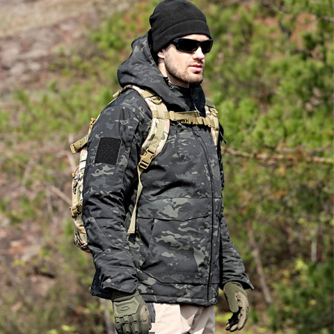 Windproof Hooded Tactical Jacket with Thick Thermal Lining