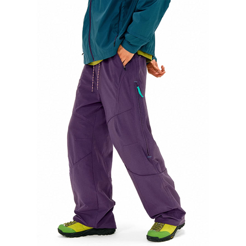 Unisex Gorpcore Waterproof Outdoor Lightweight Hiking Soft Shell Pants, Loose Straight Leg Casual Pants