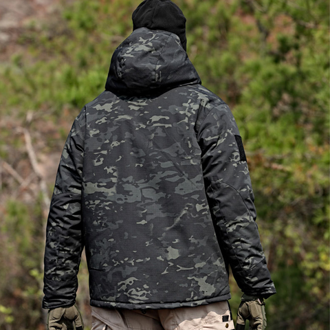 Windproof Hooded Tactical Jacket with Thick Thermal Lining