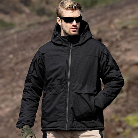 Windproof Hooded Tactical Jacket with Thick Thermal Lining