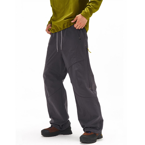Unisex Gorpcore Waterproof Outdoor Lightweight Hiking Soft Shell Pants, Loose Straight Leg Casual Pants