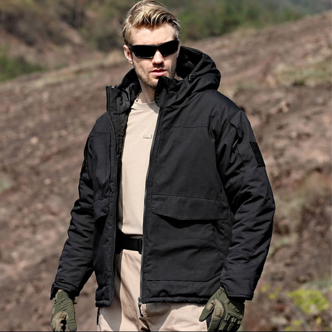 Windproof Hooded Tactical Jacket with Thick Thermal Lining