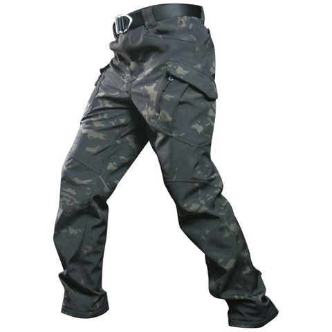 IX9 Windproof Fleece-Lined Softshell Tactical Pants – Outdoor Combat Cargo Trousers with Stretch Fabric