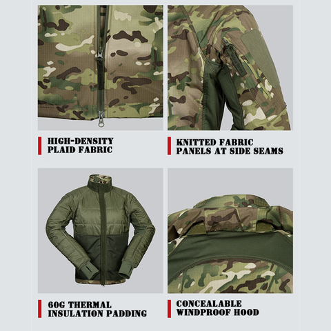 Water-Repellent Tactical Cotton Jacket with Concealable Hood