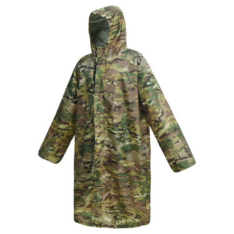Long Camo Outdoor PU-Taped Raincoat