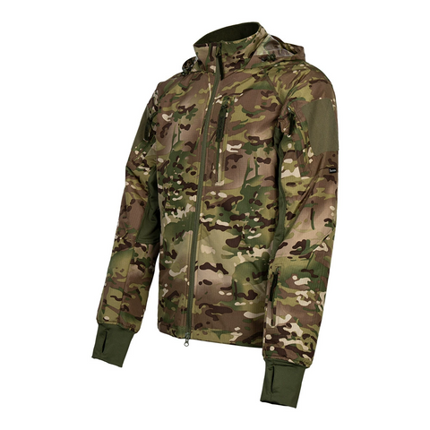 Water-Repellent Tactical Cotton Jacket with Concealable Hood