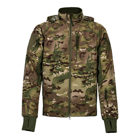 Water-Repellent Tactical Cotton Jacket with Concealable Hood