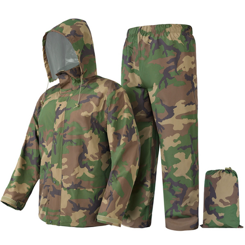 Outdoor Lightweight Camouflage Raincoat Set