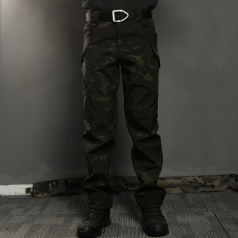 IX9 Windproof Fleece-Lined Softshell Tactical Pants – Outdoor Combat Cargo Trousers with Stretch Fabric