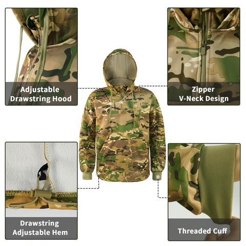 Outdoor Thermal Tactical Camo Fleece Hoodie