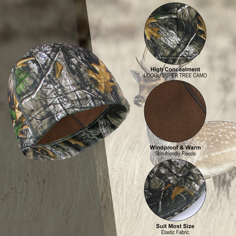 Unisex Camo Beanie Thermal Fleece Winter Hat