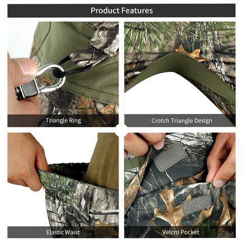 Camo Hunting Pants with 9 Pockets & UV Protection