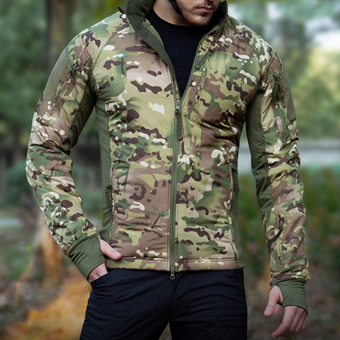 Water-Repellent Tactical Cotton Jacket with Concealable Hood