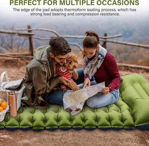 Ultralight Inflatable Sleeping Pad with Pillow & Foot Pump – Compact Camping Mat for Hiking, Backpacking, and Travel