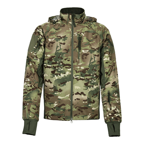 Water-Repellent Tactical Cotton Jacket with Concealable Hood