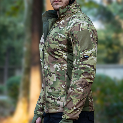 Water-Repellent Tactical Cotton Jacket with Concealable Hood