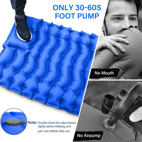 Ultralight Inflatable Sleeping Pad with Pillow & Foot Pump – Compact Camping Mat for Hiking, Backpacking, and Travel