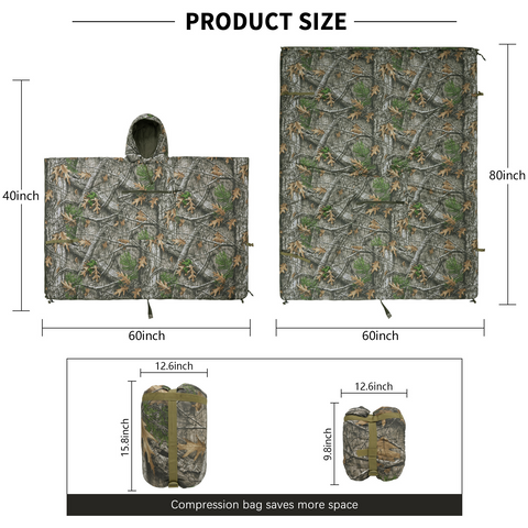 Outdoor Poncho-Style Thermal Camo Sleeping Bag —— 60 × 80 inches