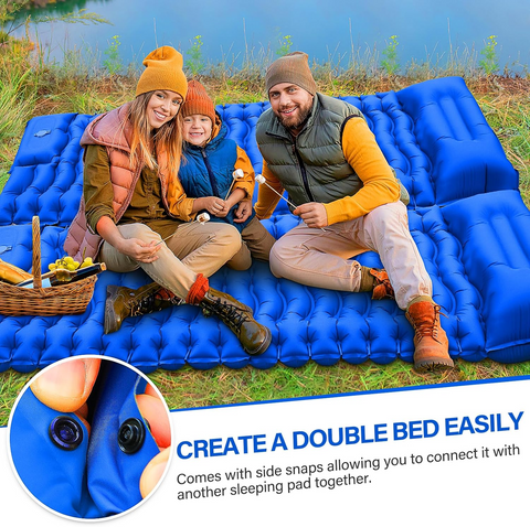 Ultralight Inflatable Sleeping Pad with Pillow & Foot Pump – Compact Camping Mat for Hiking, Backpacking, and Travel