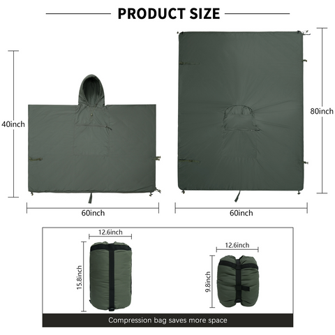 Outdoor Poncho-Style Thermal Camo Sleeping Bag —— 60 × 80 inches