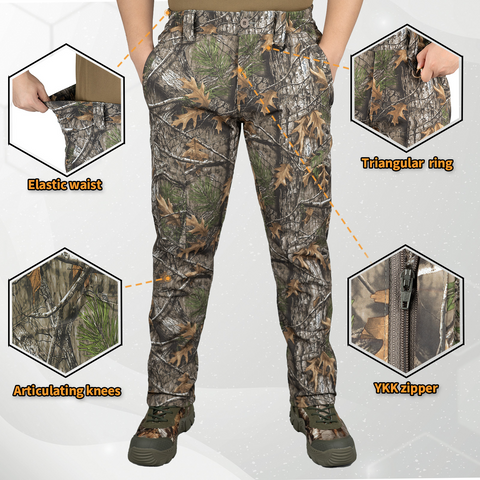 Insulated Fleece Lined Hunting Camo Pants with 5 Pockets