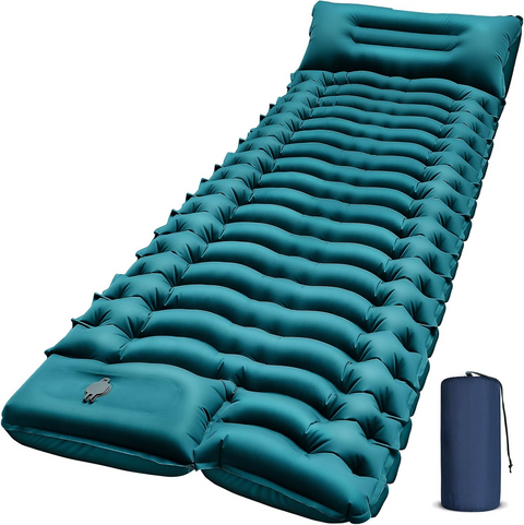 Ultralight Inflatable Sleeping Pad with Pillow & Foot Pump – Compact Camping Mat for Hiking, Backpacking, and Travel