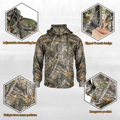 Hunting Tree Camo Fleece Hoodie – Warm, Durable & Outdoor Ready