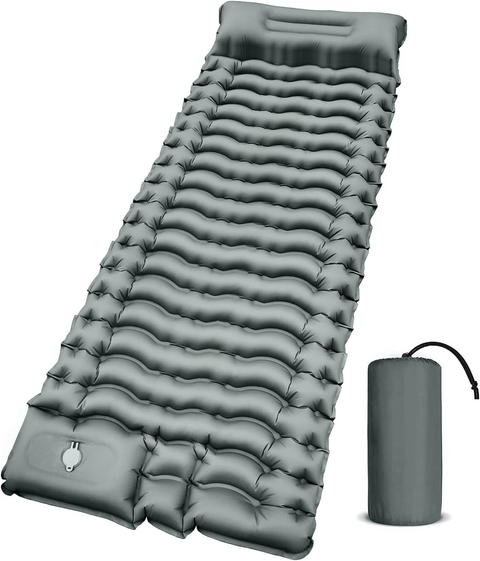 Ultralight Inflatable Sleeping Pad with Pillow & Foot Pump – Compact Camping Mat for Hiking, Backpacking, and Travel