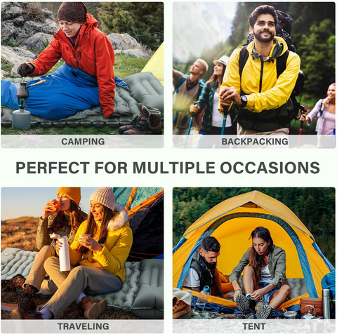 Ultralight Inflatable Sleeping Pad with Pillow & Foot Pump – Compact Camping Mat for Hiking, Backpacking, and Travel