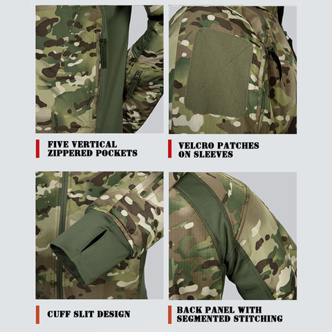 Water-Repellent Tactical Cotton Jacket with Concealable Hood